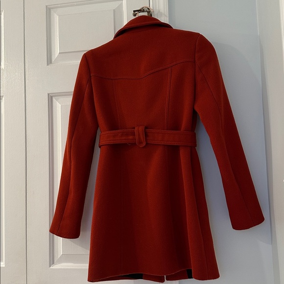 Zara Woman Elegant Burnt Orange Retro Long Sleeve Coat With Tie - Picture 3 of 17